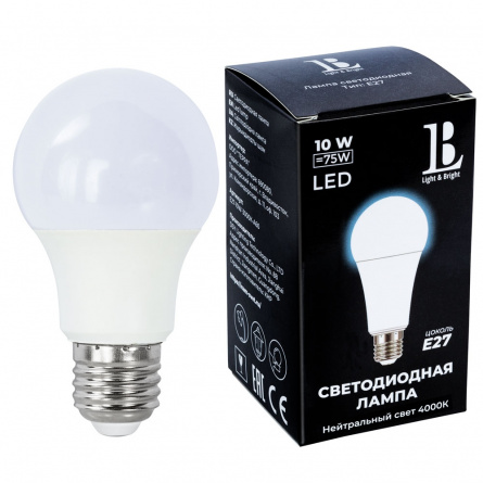 Лампочка светодиодная  E27-10W-4000K-A60_lb фото 1